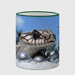 Кружка 3D Змея с новогодними шарами, цвет: 3D-зеленый кант — фото 2