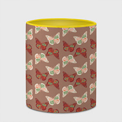 Кружка 3D Бабочки зелено-бежевые, цвет: 3D-белый + желтый — фото 2