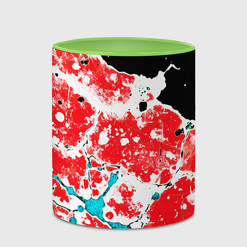 Кружка цветная Сине красная абстракция на чёрном фоне / 3D-Белый + светло-зеленый – фото 2