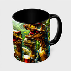 Кружка 3D Велоцирапторы с пивком, цвет: 3D-белый + черный