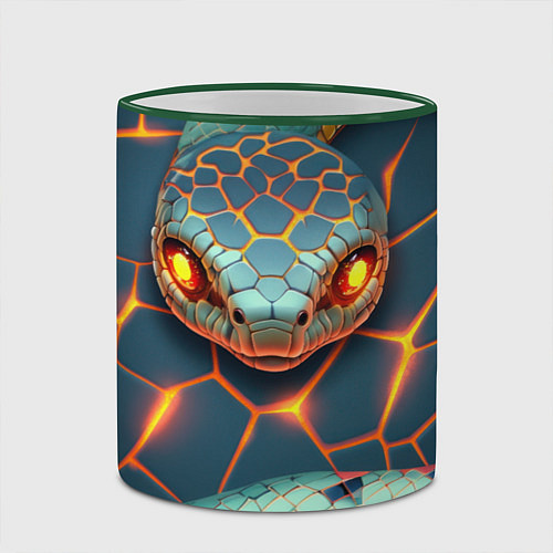 Кружка цветная Snake cyberpunk style / 3D-Зеленый кант – фото 2