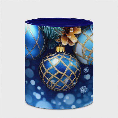 Кружка цветная Синие новогодние шары / 3D-Белый + синий – фото 2