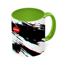 Кружка 3D Nasa glitch color, цвет: 3D-белый + светло-зеленый