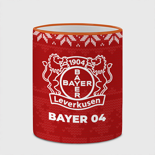 Кружка цветная Новогодний Bayer 04 / 3D-Оранжевый кант – фото 2