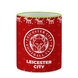 Кружка 3D Новогодний Leicester City с оленями, цвет: 3D-светло-зеленый кант — фото 2