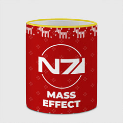 Кружка 3D Новогодний Mass Effect с оленями, цвет: 3D-желтый кант — фото 2