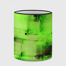 Кружка 3D Чёрные пятна на зелёном фоне абстракция, цвет: 3D-черный кант — фото 2