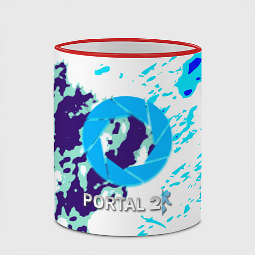 Кружка цветная Portal краски синие / 3D-Красный кант – фото 2
