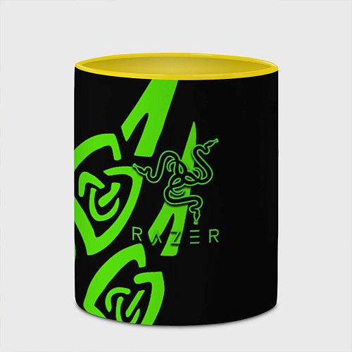 Кружка цветная Razer лого лес / 3D-Белый + желтый – фото 2