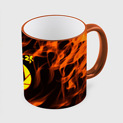 Кружка 3D Portal flame steel, цвет: 3D-оранжевый кант