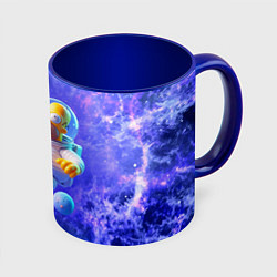 Кружка 3D Homer Simpson is a brave astronaut, цвет: 3D-белый + синий