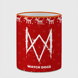 Кружка 3D Новогодний Watch Dogs с оленями, цвет: 3D-оранжевый кант — фото 2