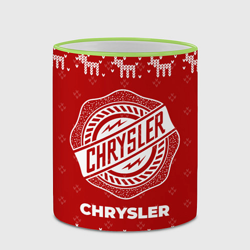 Кружка цветная Новогодний Chrysler с оленями / 3D-Светло-зеленый кант – фото 2