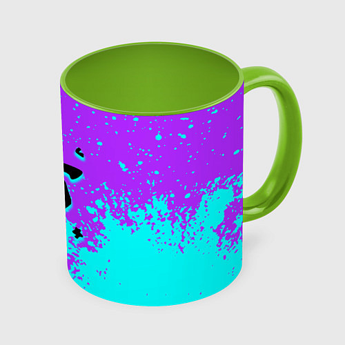 Кружка цветная Doom краски неон лого / 3D-Белый + светло-зеленый – фото 1