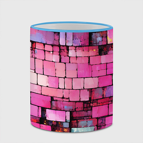 Кружка цветная Pink bricks / 3D-Небесно-голубой кант – фото 2