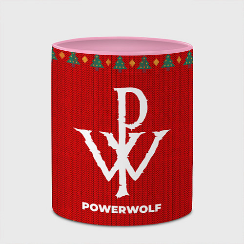 Кружка цветная Powerwolf new year / 3D-Белый + розовый – фото 2
