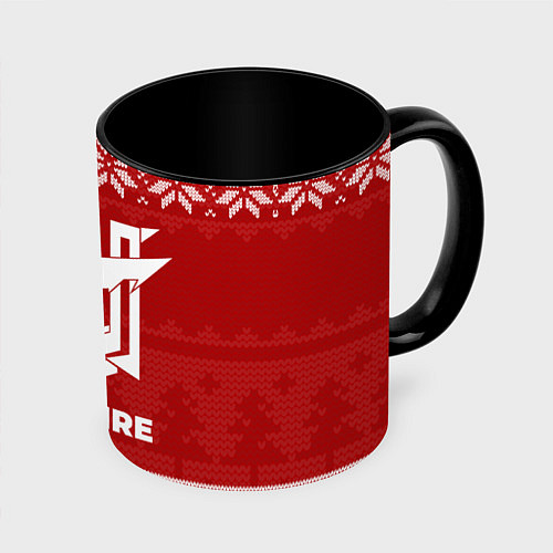 Кружка цветная Новогодний Free Fire / 3D-Белый + черный – фото 1