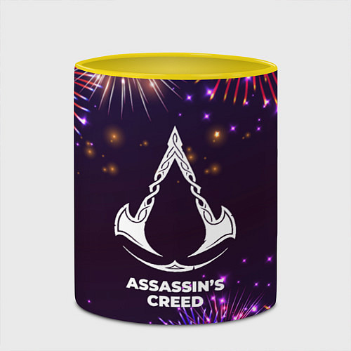 Кружка цветная Праздничный Assassins Creed / 3D-Белый + желтый – фото 2