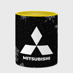 Кружка 3D Снежный Mitsubishi, цвет: 3D-белый + желтый — фото 2