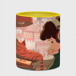 Кружка 3D Lofi music girl day, цвет: 3D-белый + желтый — фото 2