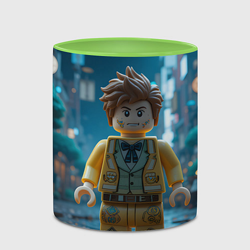 Кружка цветная Роблокс ночью / 3D-Белый + светло-зеленый – фото 2