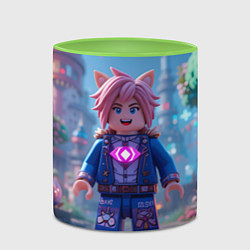Кружка 3D Roblox pink hair, цвет: 3D-белый + светло-зеленый — фото 2