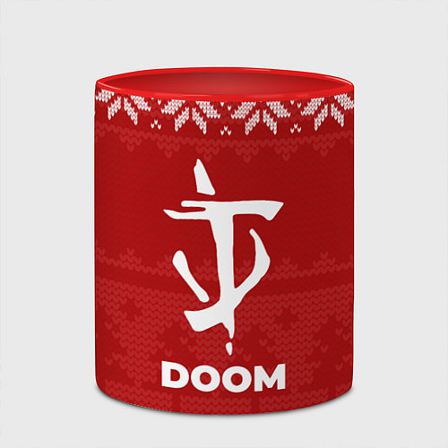 Кружка цветная Новогодний Doom / 3D-Белый + красный – фото 2