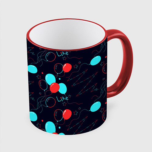 Кружка цветная Воздушные шары для праздника / 3D-Красный кант – фото 1