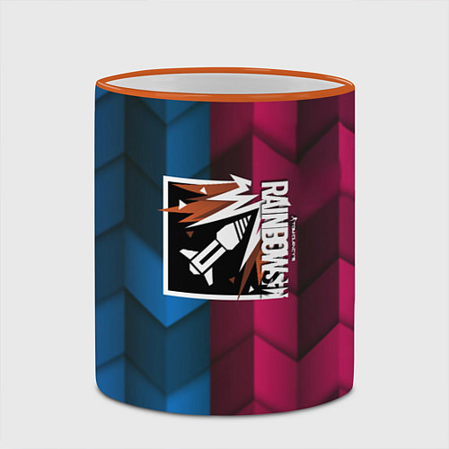 Кружка цветная Rainbow six abstract / 3D-Оранжевый кант – фото 2