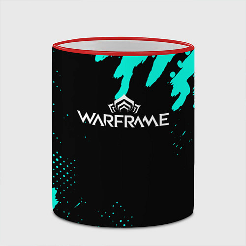 Кружка цветная Warframe краски голубые / 3D-Красный кант – фото 2