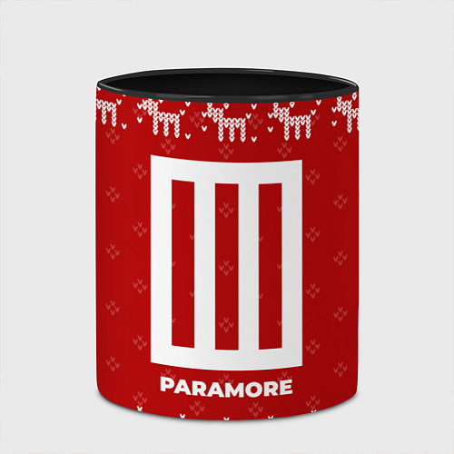 Кружка цветная Новогодний Paramore с оленями / 3D-Белый + черный – фото 2