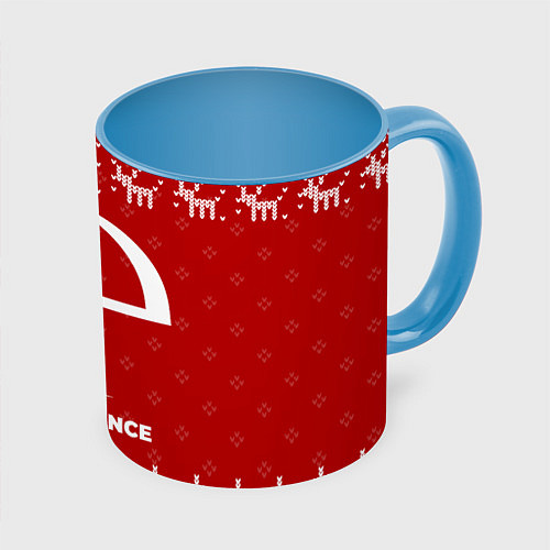 Кружка цветная Новогодний Evanescence с оленями / 3D-Белый + небесно-голубой – фото 1