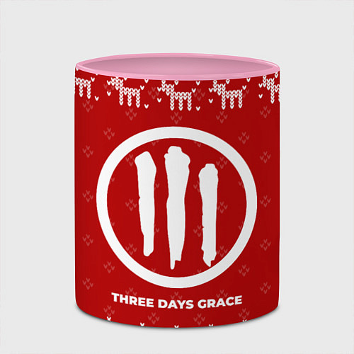 Кружка цветная Новогодний Three Days Grace с оленями / 3D-Белый + розовый – фото 2