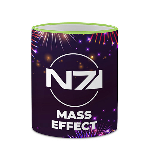 Кружка цветная Праздничный Mass Effect / 3D-Светло-зеленый кант – фото 2