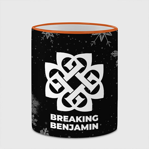 Кружка цветная Снежный Breaking Benjamin / 3D-Оранжевый кант – фото 2