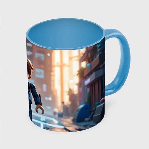 Кружка цветная Roblox испуганный человечек / 3D-Белый + небесно-голубой – фото 1