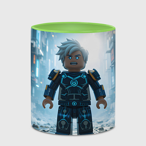 Кружка цветная Роблокс электрический / 3D-Белый + светло-зеленый – фото 2