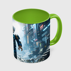 Кружка 3D Роблокс электрический, цвет: 3D-белый + светло-зеленый