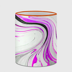 Кружка 3D Волнистые чёрно-фиолетовые линии на белом фоне, цвет: 3D-оранжевый кант — фото 2