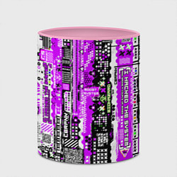 Кружка 3D Киберпанк паттерн фиолетовый, цвет: 3D-белый + розовый — фото 2