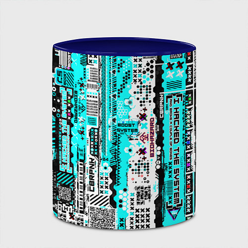 Кружка цветная Киберпанк паттерн голубой / 3D-Белый + синий – фото 2