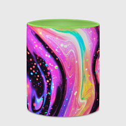 Кружка 3D Жидкая энергия космоса - нейросеть, цвет: 3D-белый + светло-зеленый — фото 2