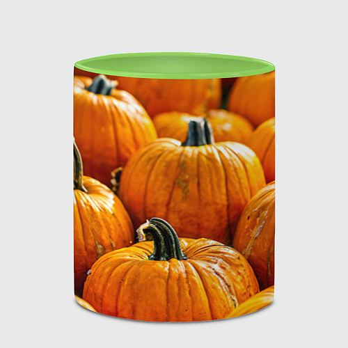Кружка цветная Много тыкв / 3D-Белый + светло-зеленый – фото 2