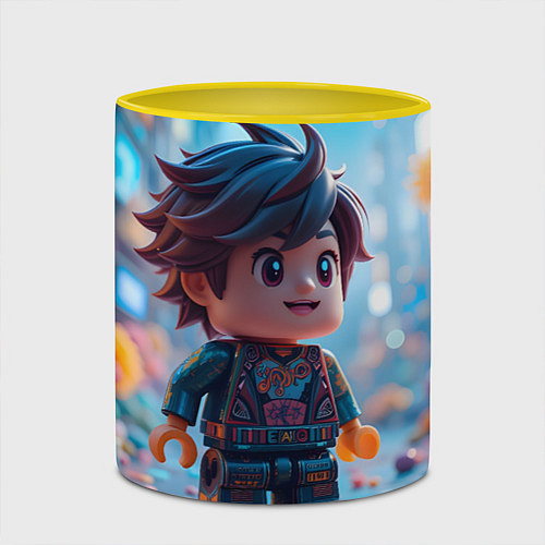 Кружка цветная Человечек из лего / 3D-Белый + желтый – фото 2