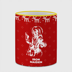 Кружка 3D Новогодний Iron Maiden с оленями, цвет: 3D-желтый кант — фото 2