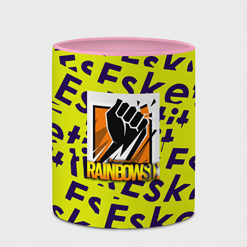 Кружка цветная Rainbow six pattern rap / 3D-Белый + розовый – фото 2