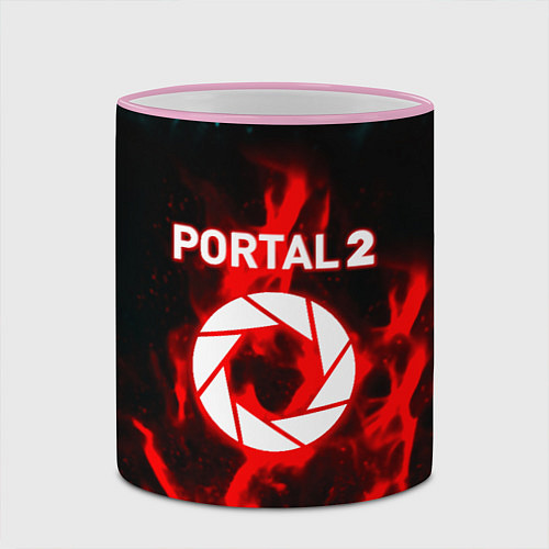 Кружка цветная Portal flame steel game / 3D-Розовый кант – фото 2