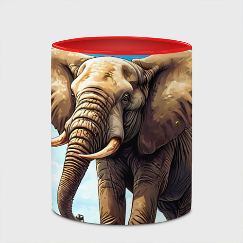 Кружка цветная Огромный слон / 3D-Белый + красный – фото 2