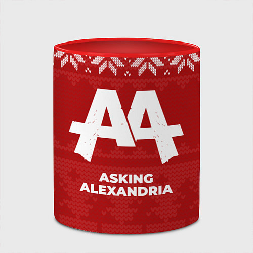 Кружка цветная Новогодний Asking Alexandria / 3D-Белый + красный – фото 2