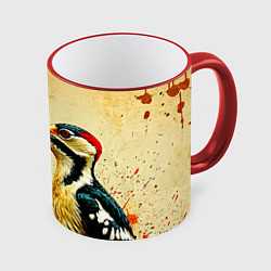 Кружка 3D Большой дятел, цвет: 3D-красный кант